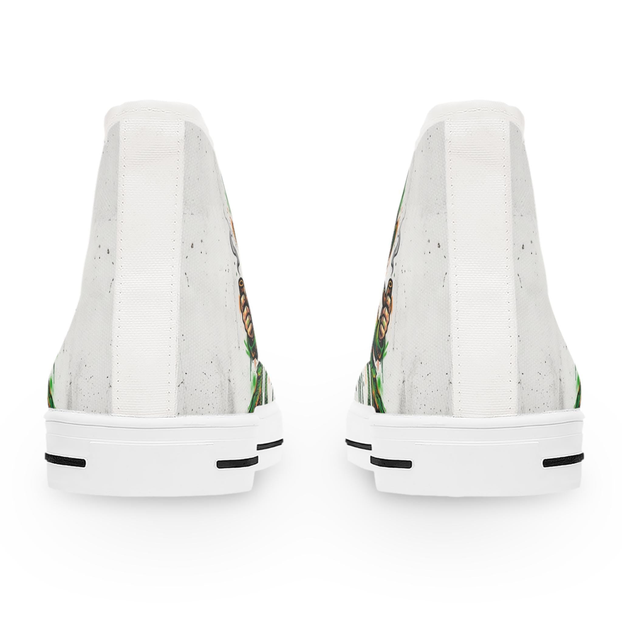 Leprechaun and Shamrock Women's High Top Sneakers | St. Patrick's Day Green Art