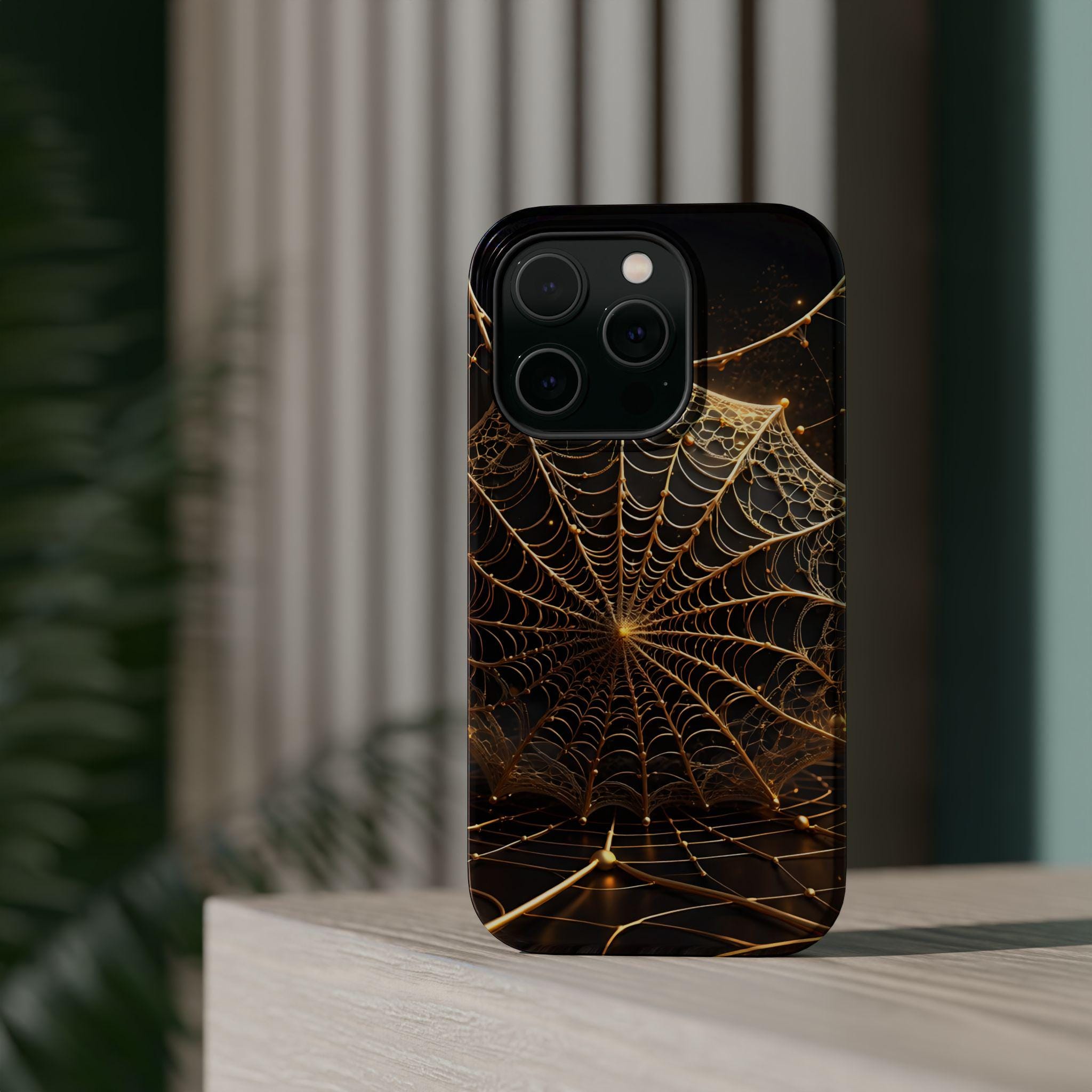 Golden Spiderweb Phone Case | Magnetic Impact-Resistant Case