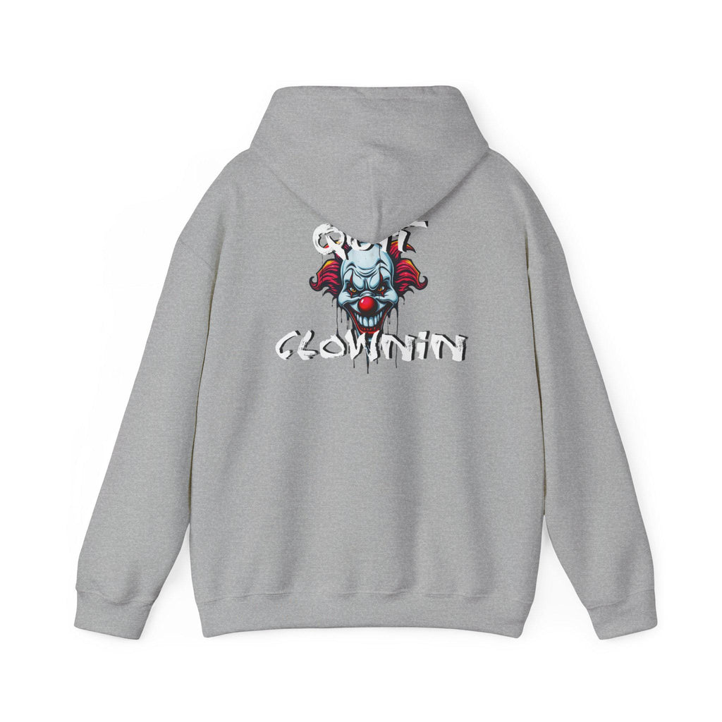 Quit Clownin Face hoodie | Skull Clown Back Graphic Hoodie