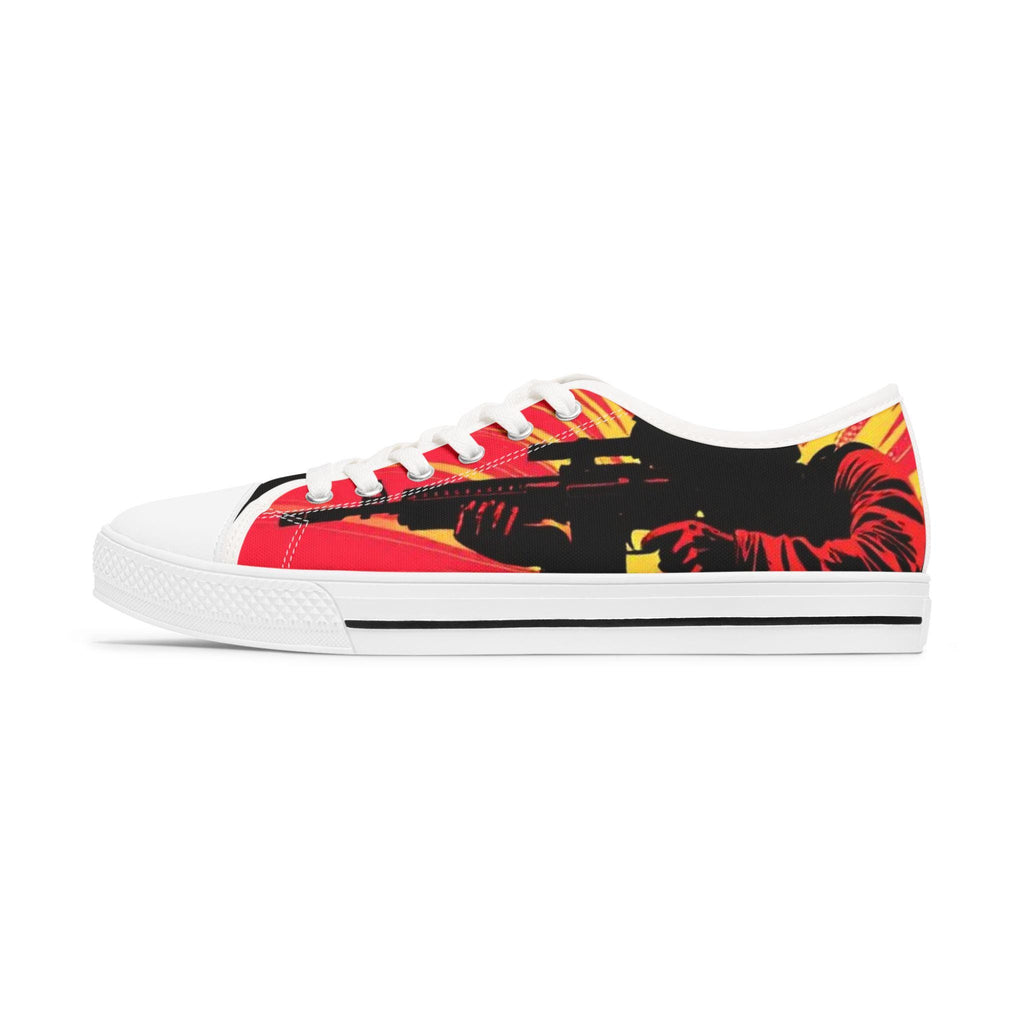Sunburst Soldier Graphic Low Top Sneakers | Music Rock Instrument Shoes