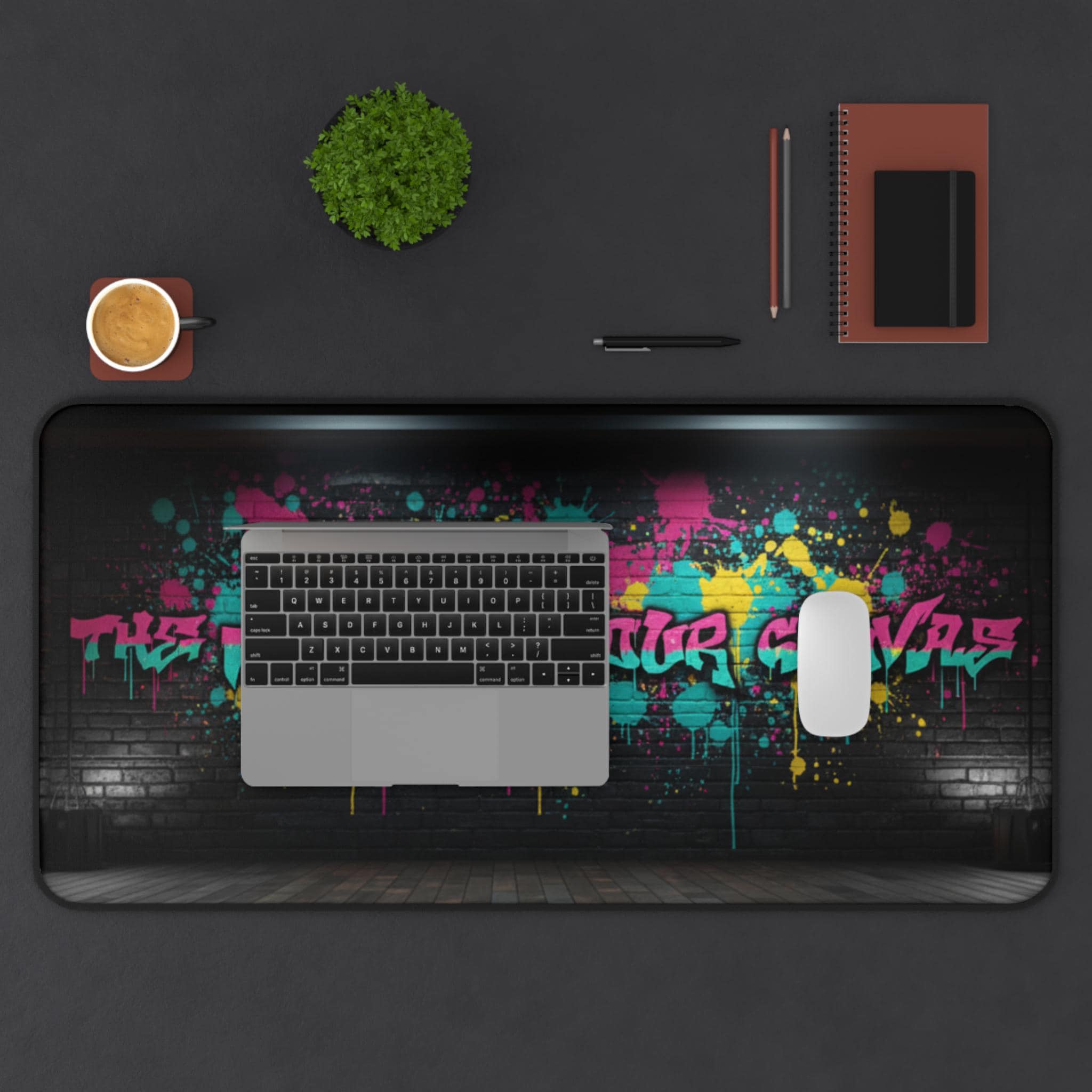 Graffiti Street Art Desk Mat | Colorful Spray Paint Wall Design