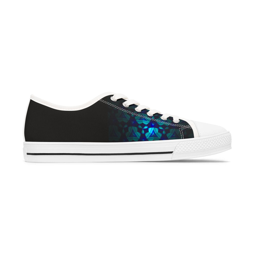 Teal Geometric Mosaic Women's Low Top Sneakers | Abstract Blue Pattern