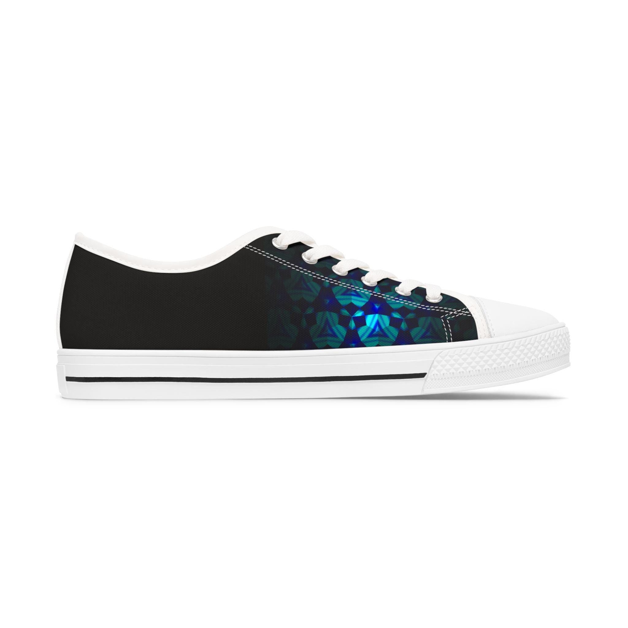 Teal Geometric Mosaic Women's Low Top Sneakers | Abstract Blue Pattern