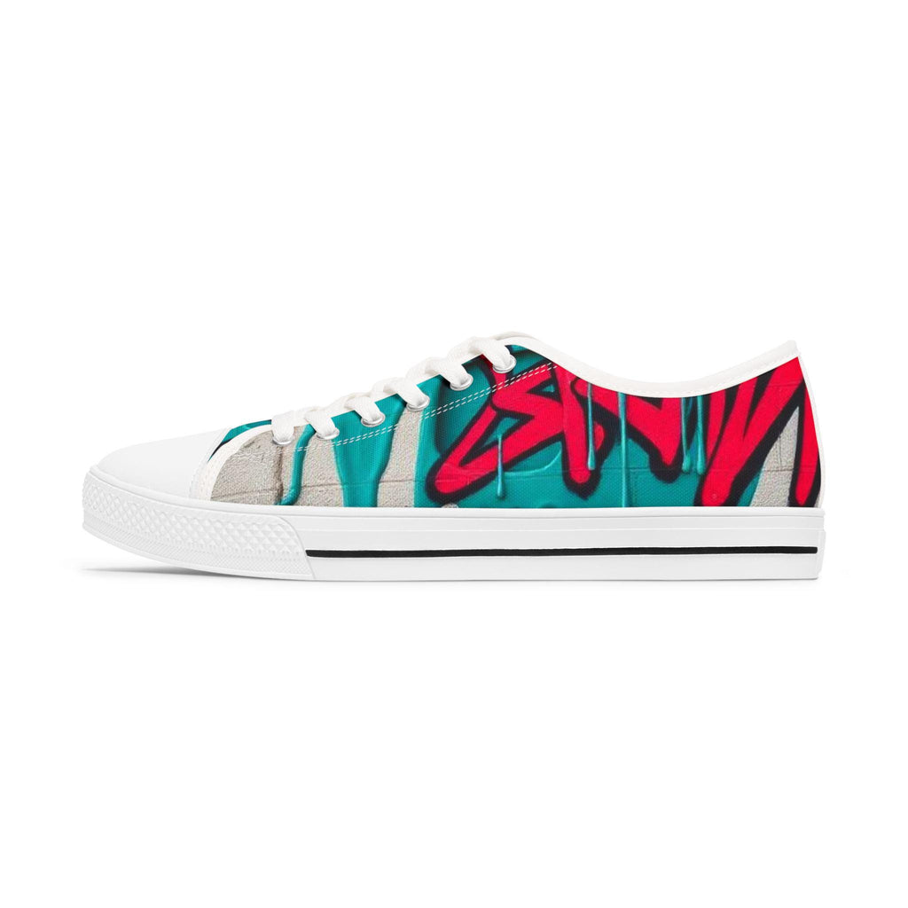 Teal Pink Street Graffiti Women's Low Top Sneakers