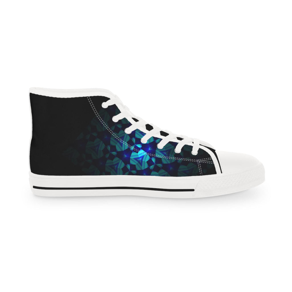 Teal Geometric Mosaic High Top Sneakers | Abstract Pattern Canvas Shoes