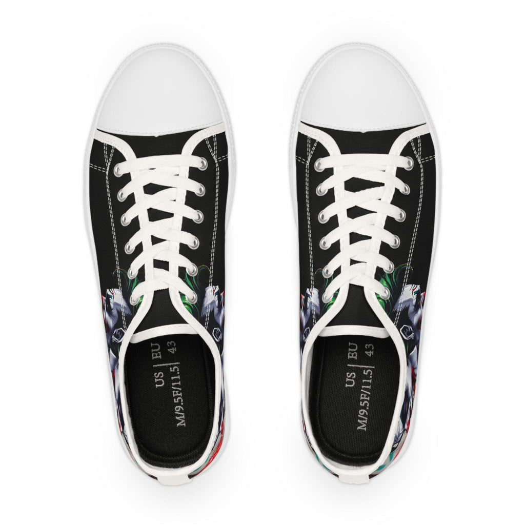 Joker Clown Face Men's Low Top Sneakers | Black Graphic Skate Shoes