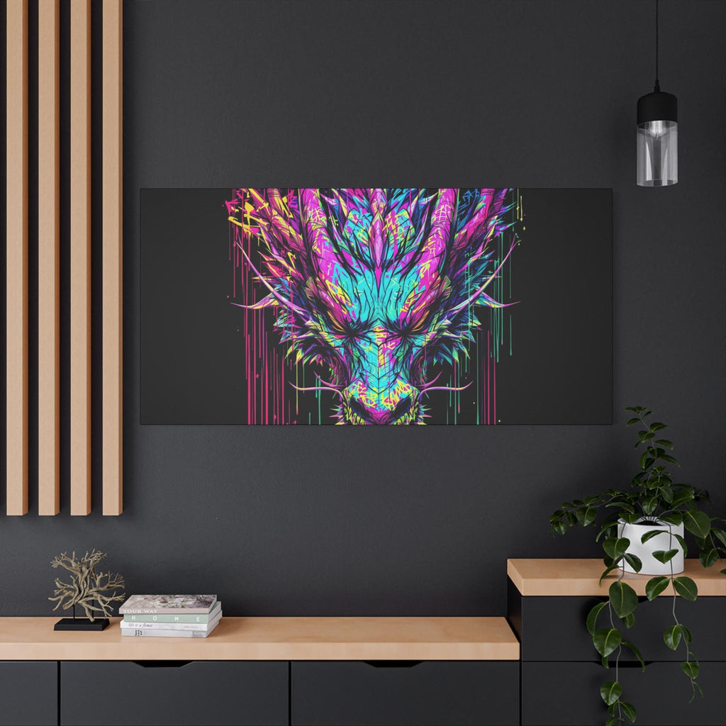 Neon Dripping Dragon Matte Canvas