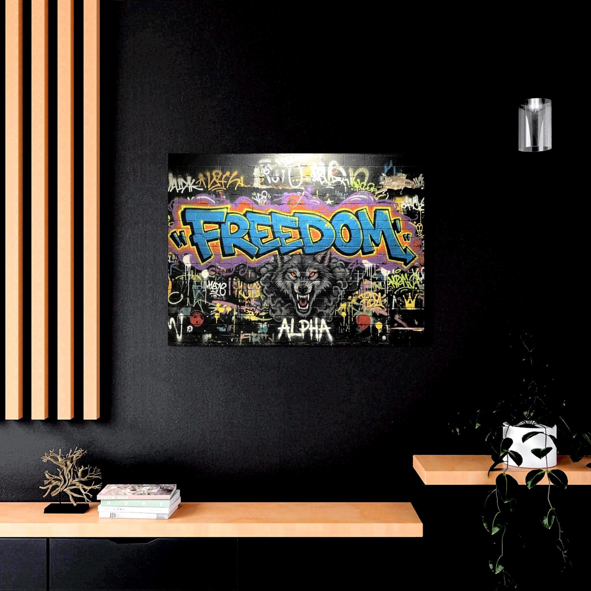 Freedom Wolf Graffiti Matte Canvas