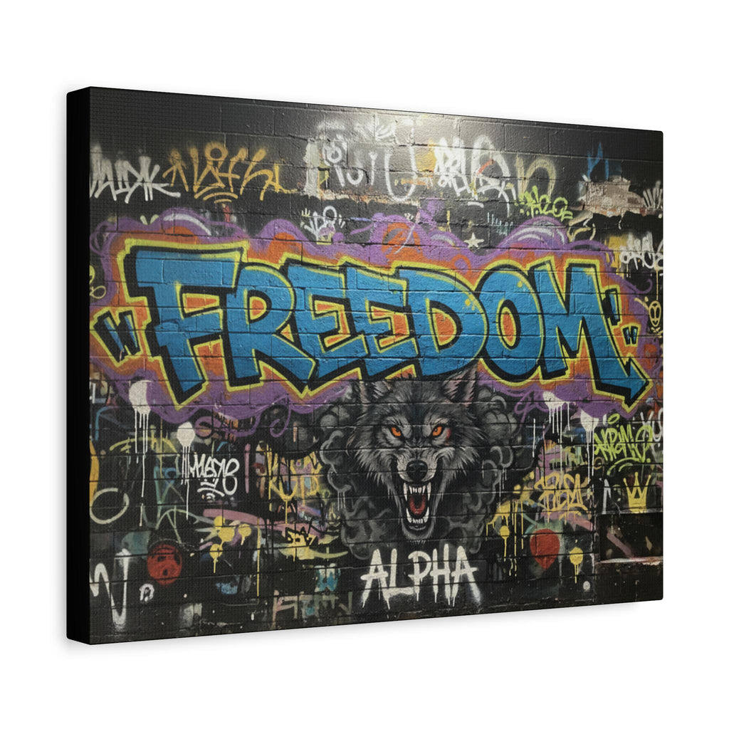 Freedom Wolf Graffiti Matte Canvas