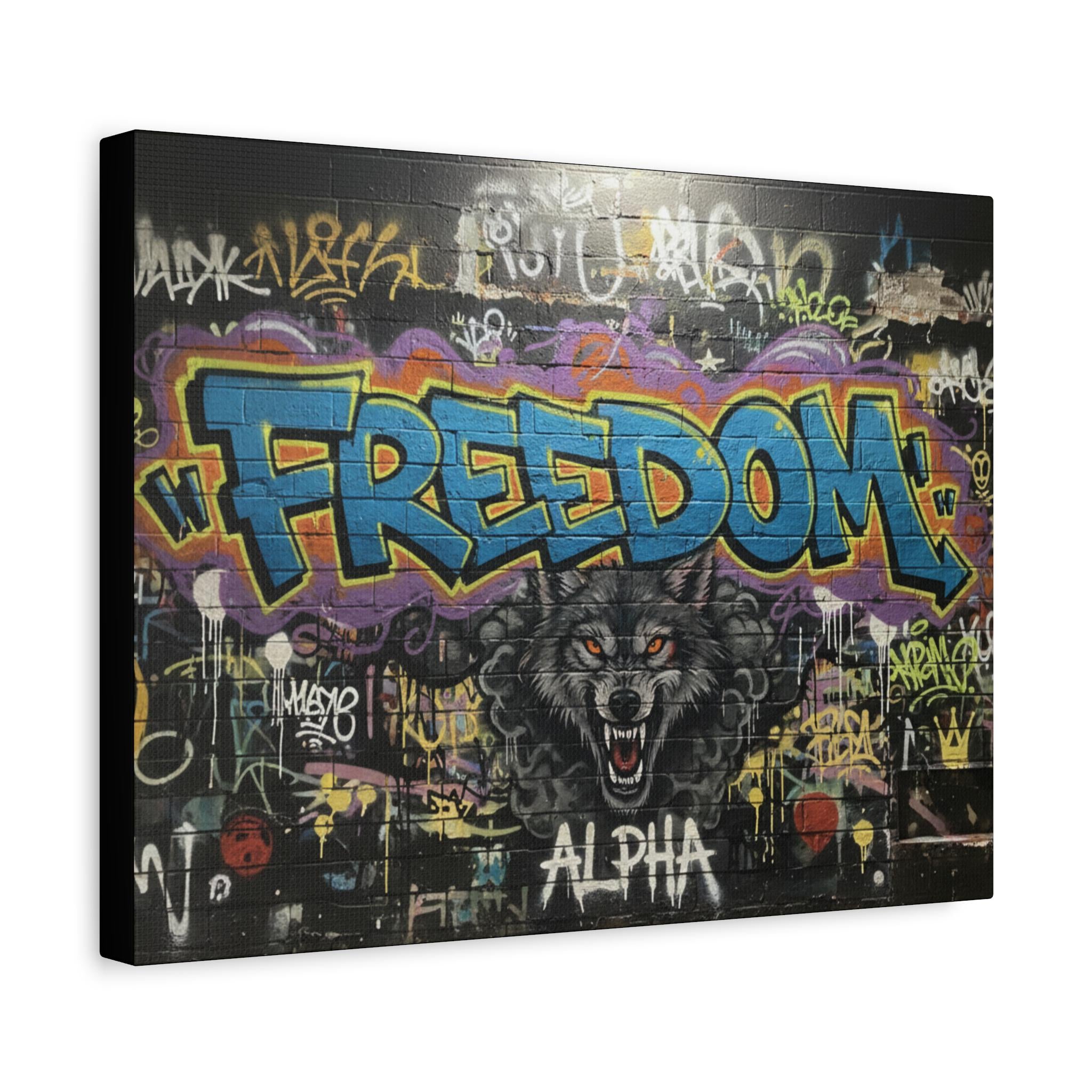 Freedom Wolf Graffiti Matte Canvas