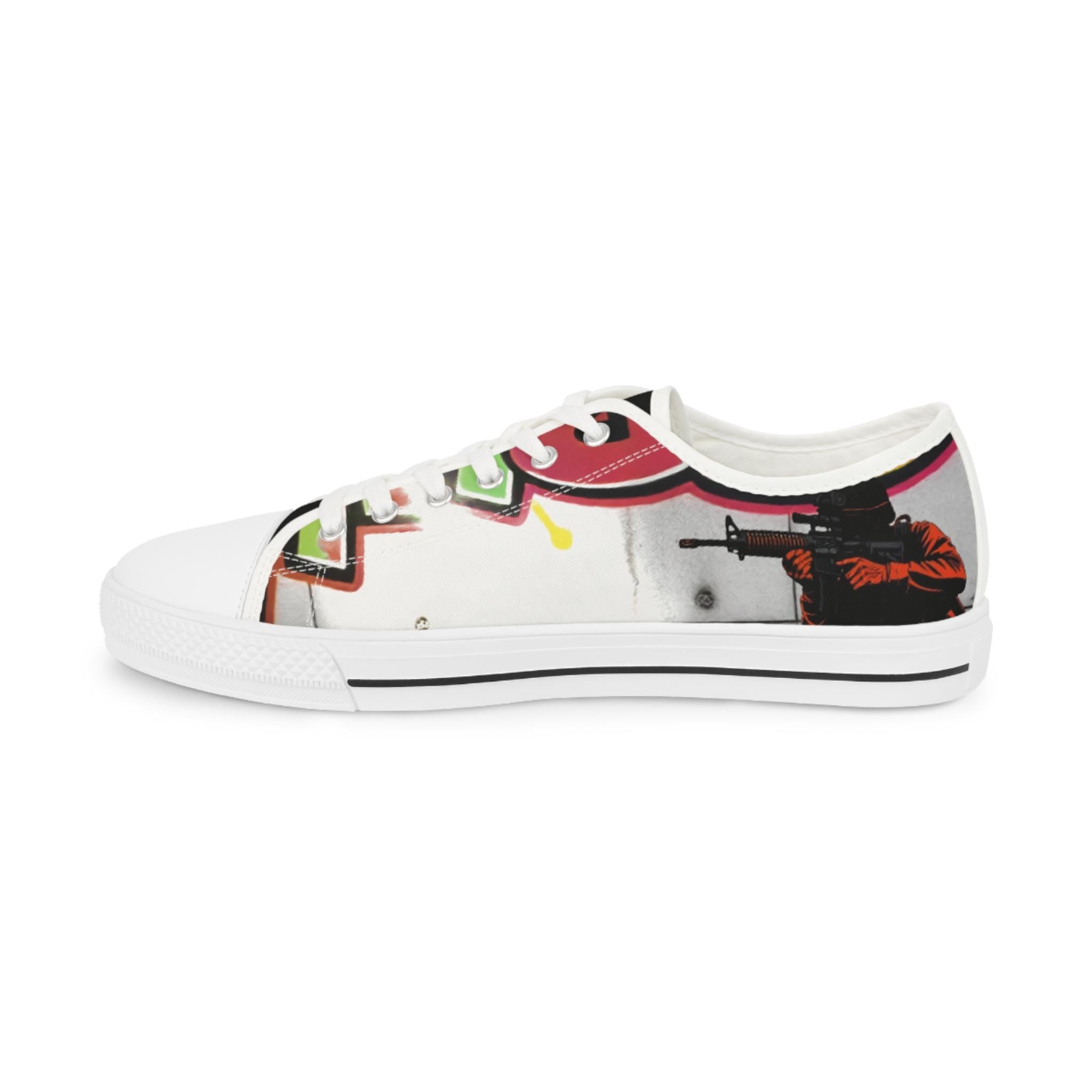 Colorful Graffiti Soldier Low Top Sneakers | Music Art Shoes