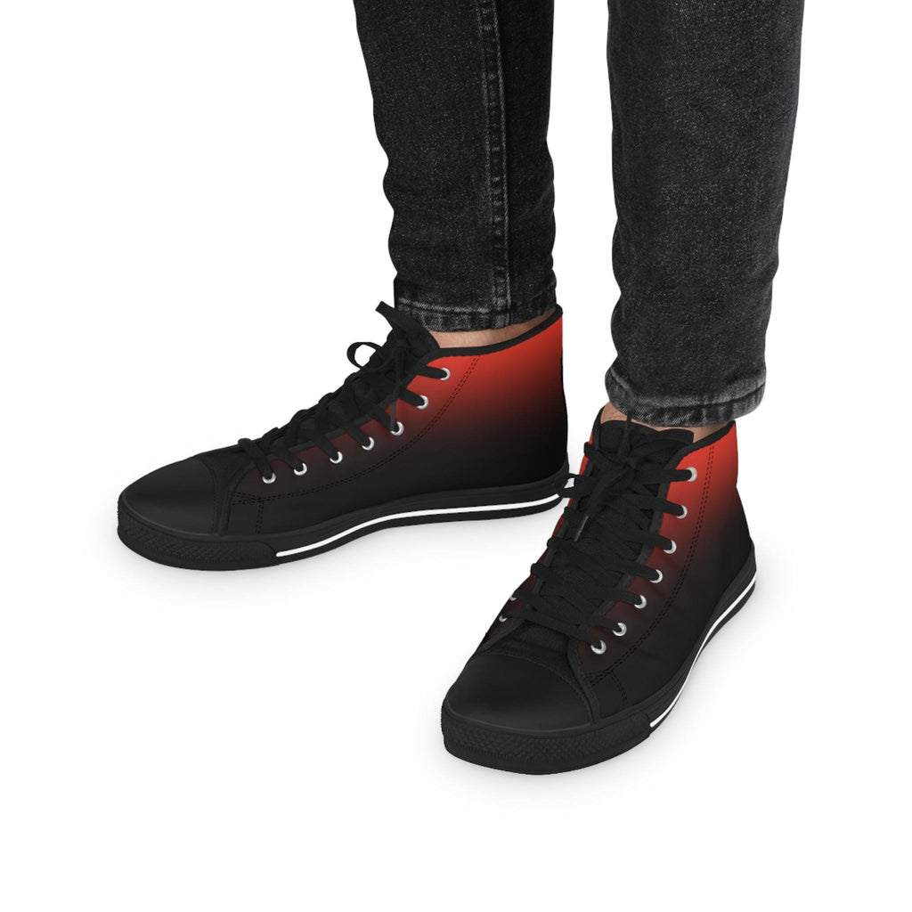 Red to Black Gradient High Top Sneakers | Ombre Canvas Shoes