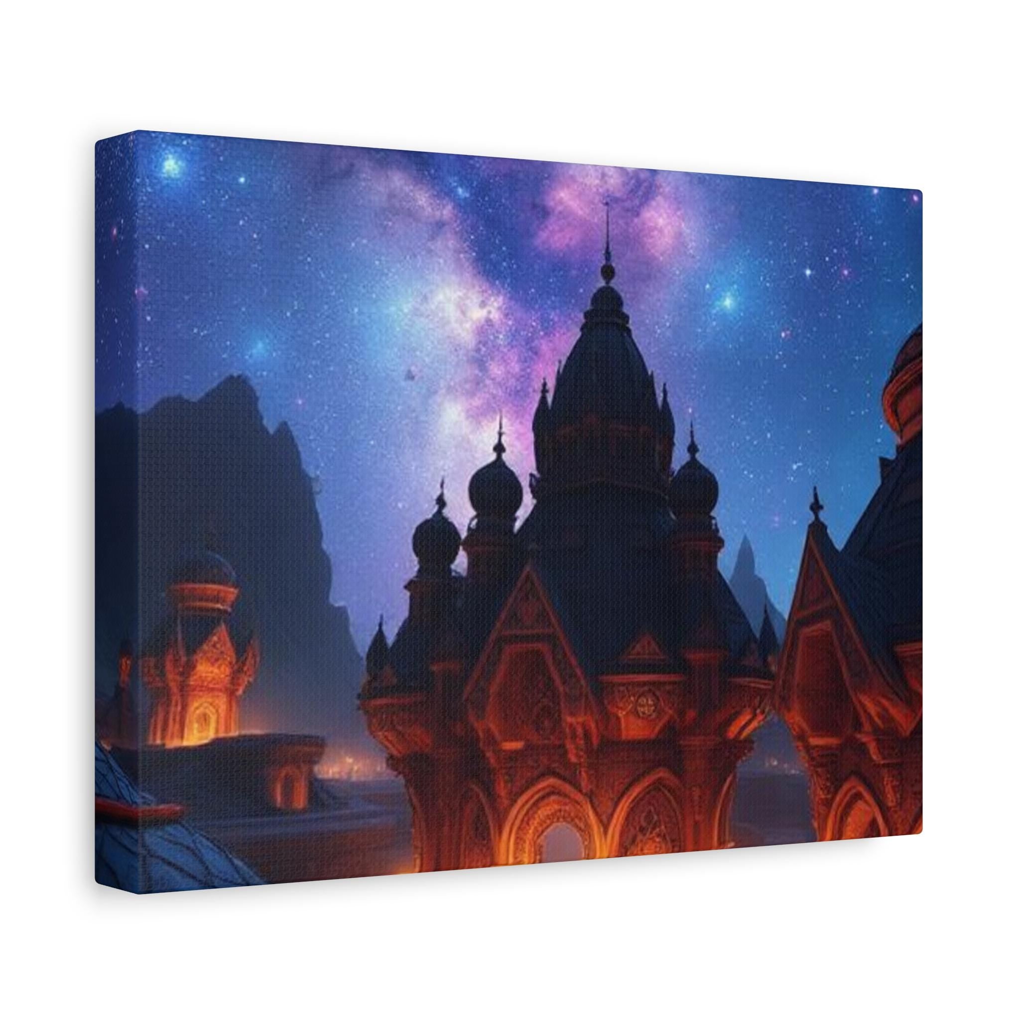 Fantasy Night Sky Palace Canvas | Matte Stretched Wall Art