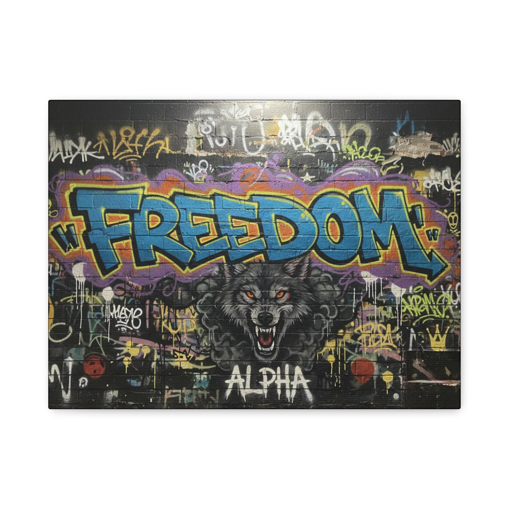 Freedom Wolf Graffiti Matte Canvas