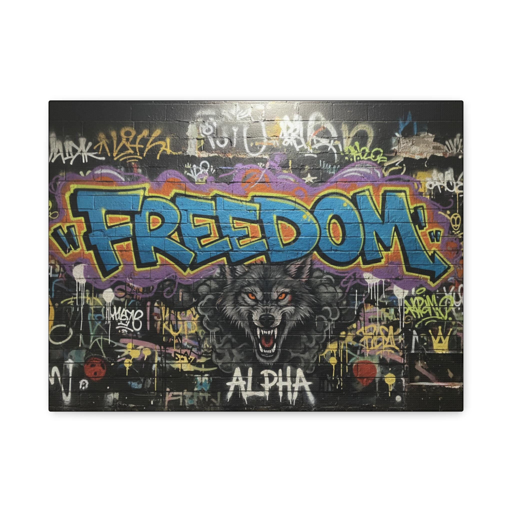 Freedom Wolf Graffiti Matte Canvas