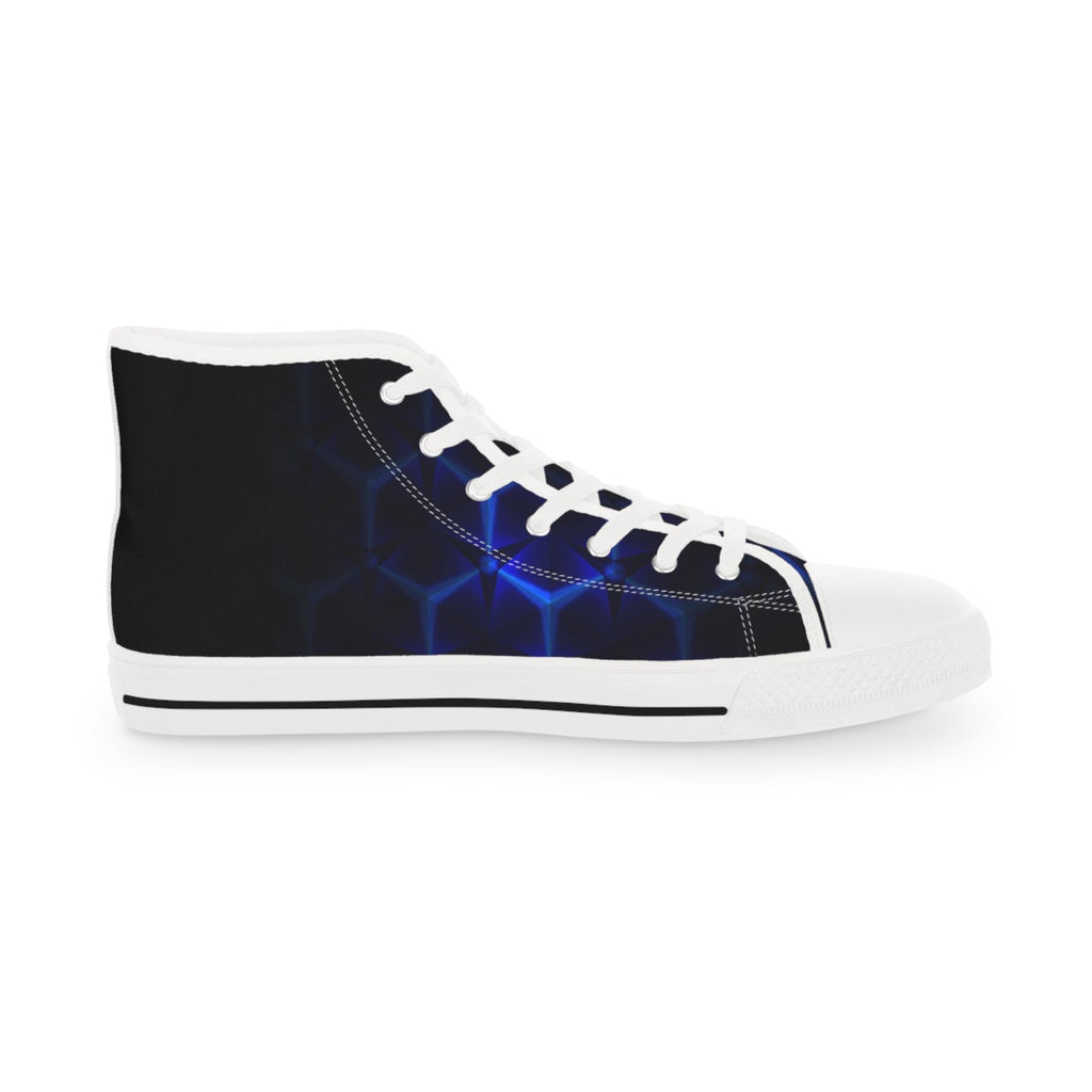 Blue Hexagon Circuit High Top Sneakers | Futuristic Geometric Shoes