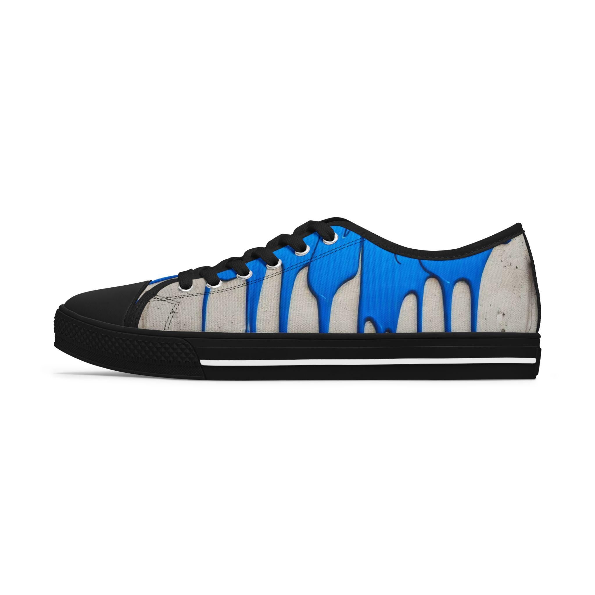 Blue Paint Drip Sneakers | Low Top Sneakers