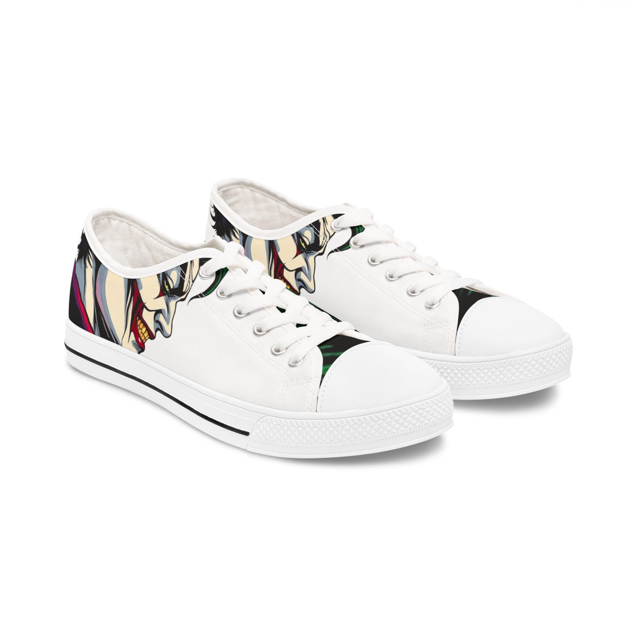 Joker Portrait Women's Low Top Sneakers | Comic Villain Art