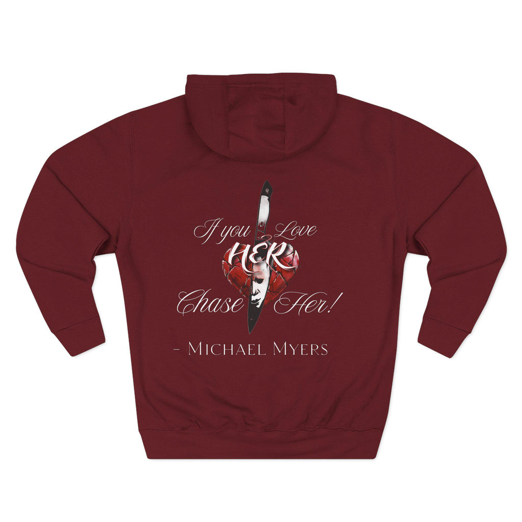 If You Love Her Chase Her Hoodie | Heart Portrait Back Print