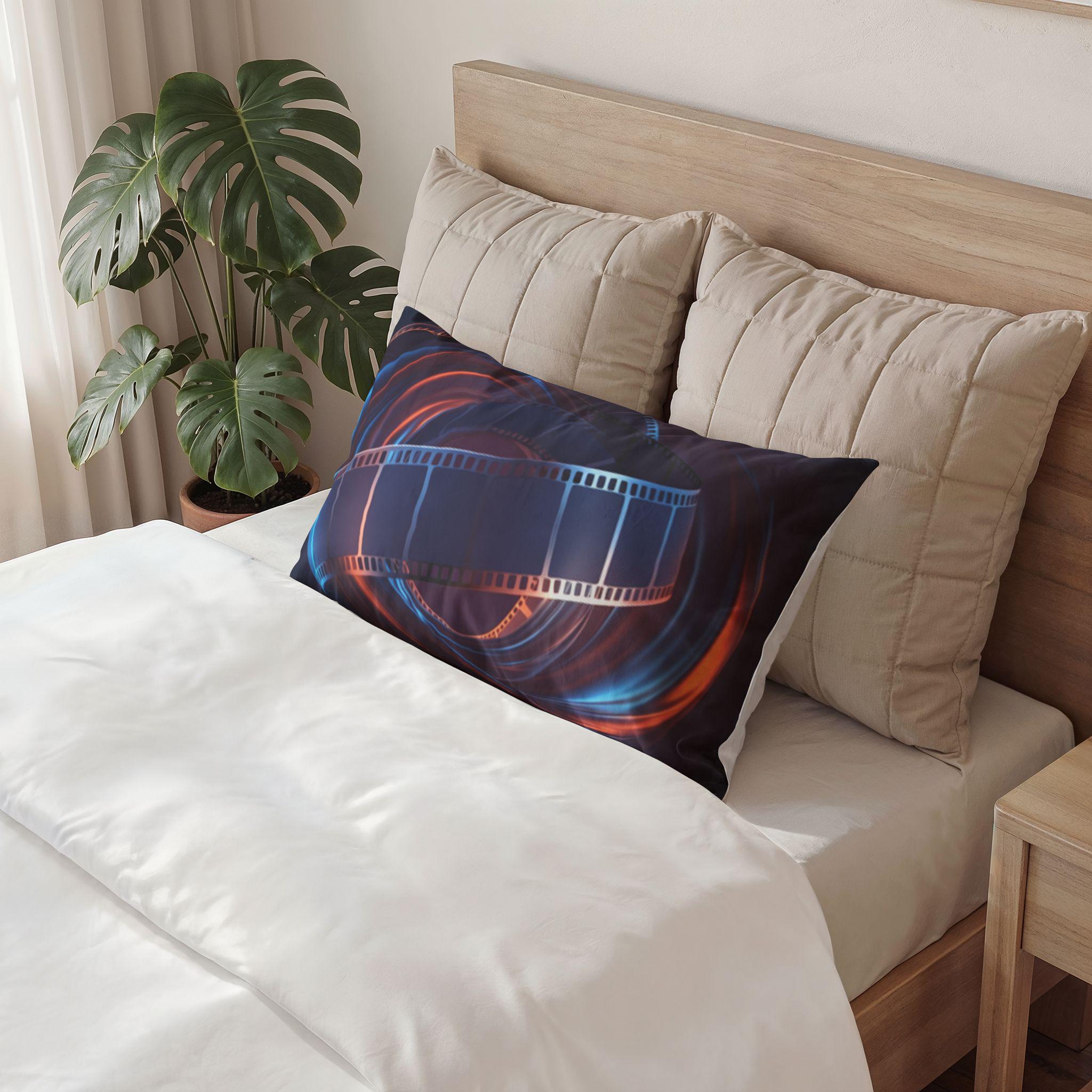 Neon Film Reel Pillow Sham | Movie Cinema Decorative Pillowcase