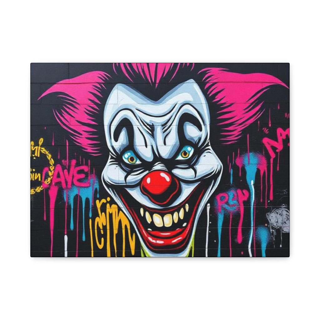 Creepy Graffiti Clown Matte Canvas