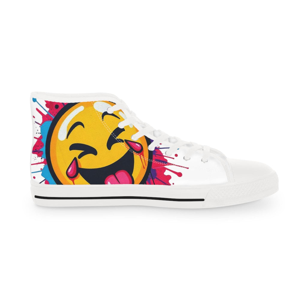 Emoji Tongue Smile High Top Sneakers | Colorful Street Art, Drip Paint