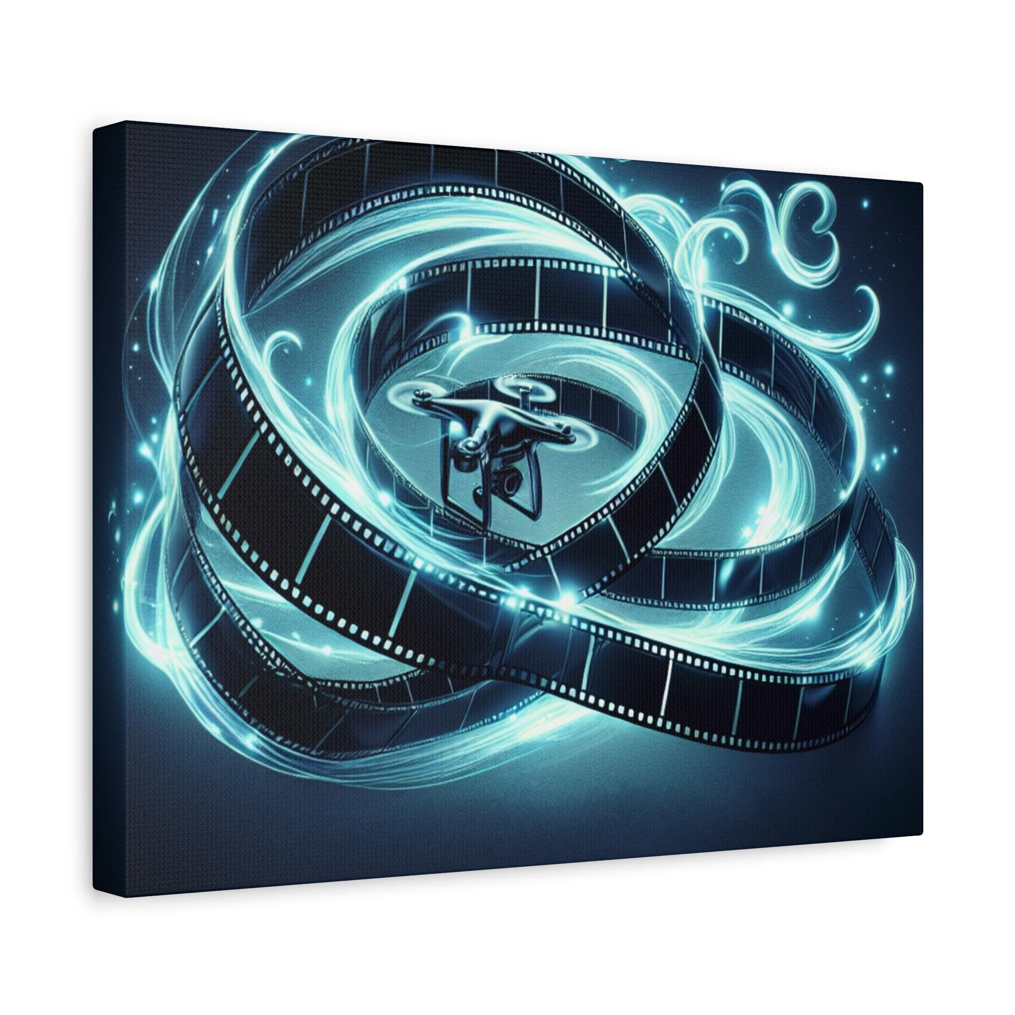 Glowing Film Reel Swirl Matte Canvas