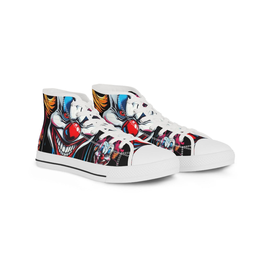 Scary Grinning Clown High Top Sneakers | Horror Circus Shoes