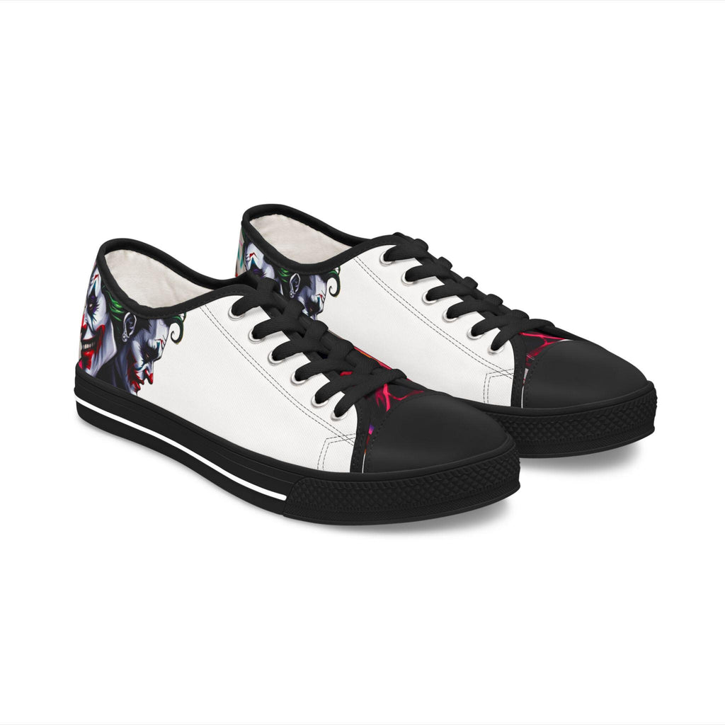 Joker Clown Face Women's Low Top Sneakers | Clown Skull Street Art Shoes