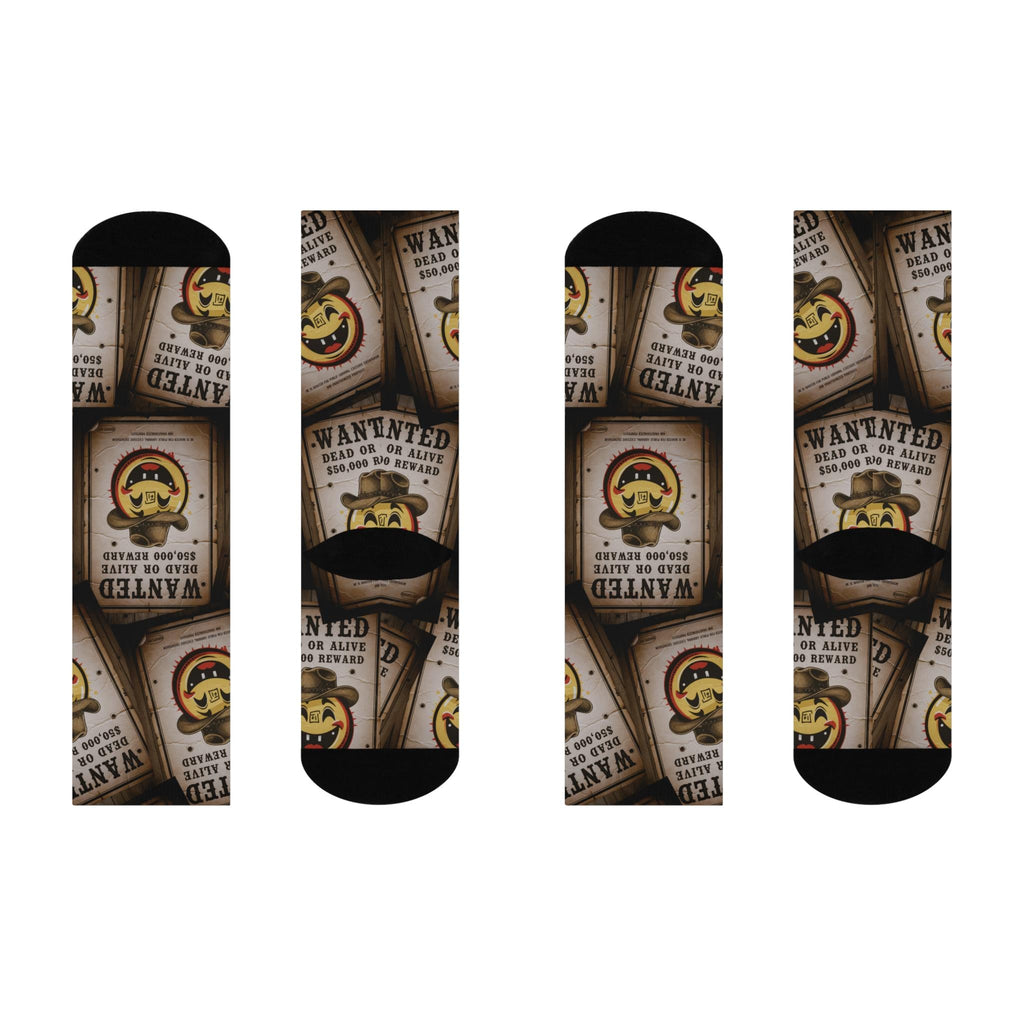 Wanted Poster Emoji Pattern Socks Cushioned Crew