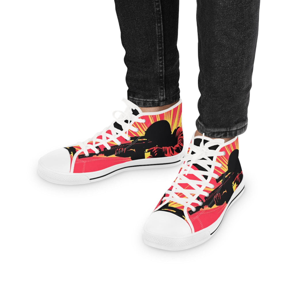 Sunburst Soldier Graphic High Top Sneakers | Musician Rock Shoe