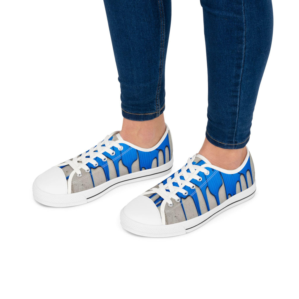 Blue Paint Drip Sneakers | Low Top Sneakers