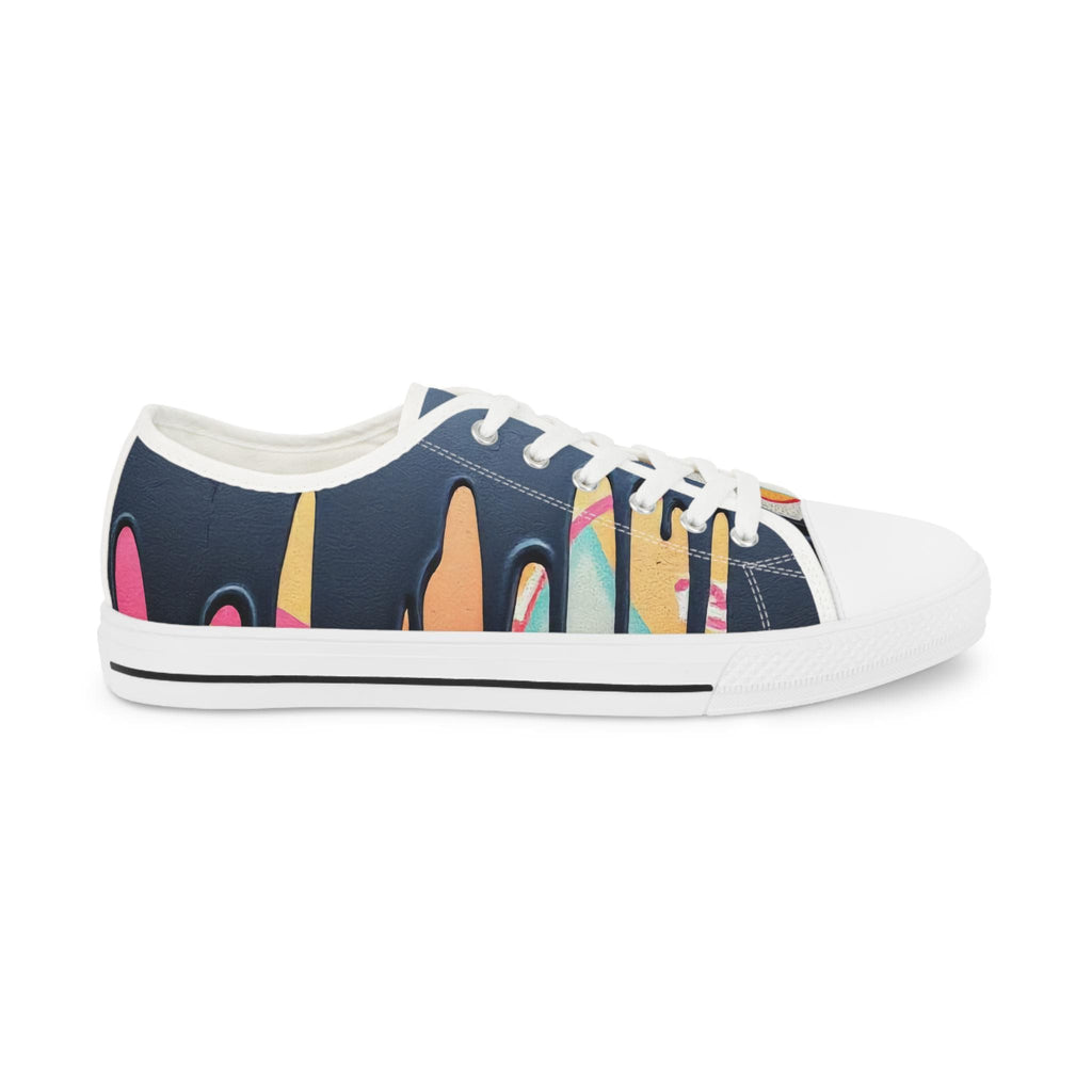 Paint Drip Pattern Men's Low Top Sneakers | Navy Patterned Canvas