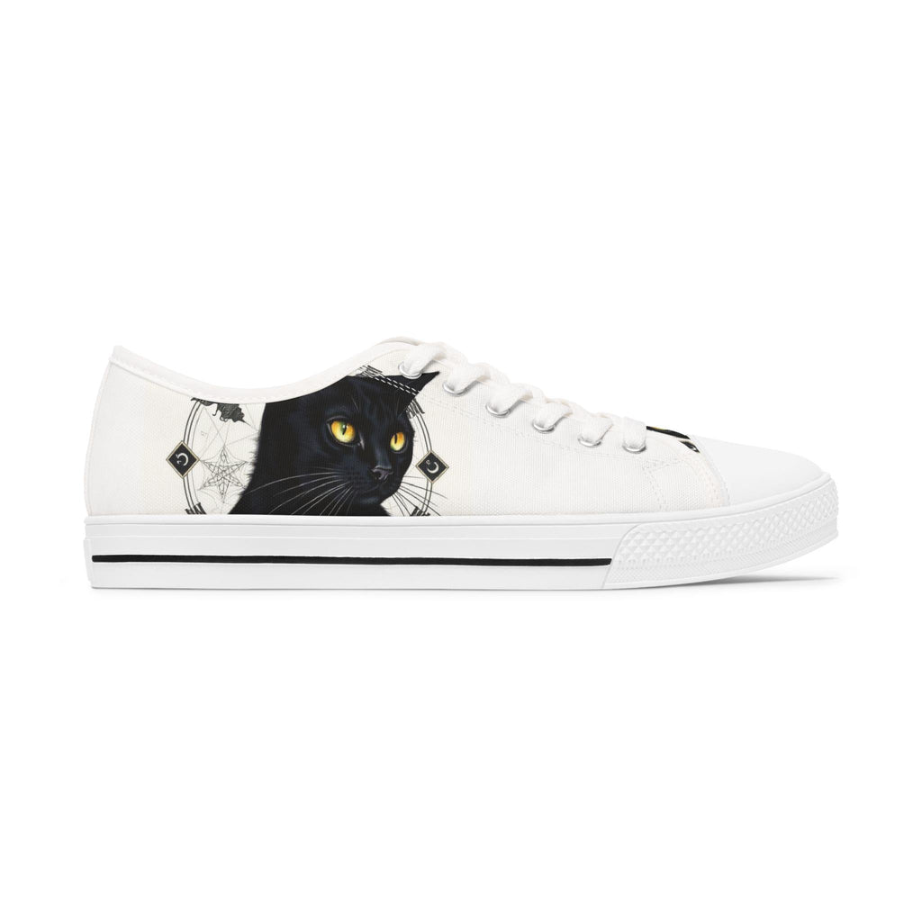 Black Cat Portrait Sneakers | Low Top Canvas Shoes