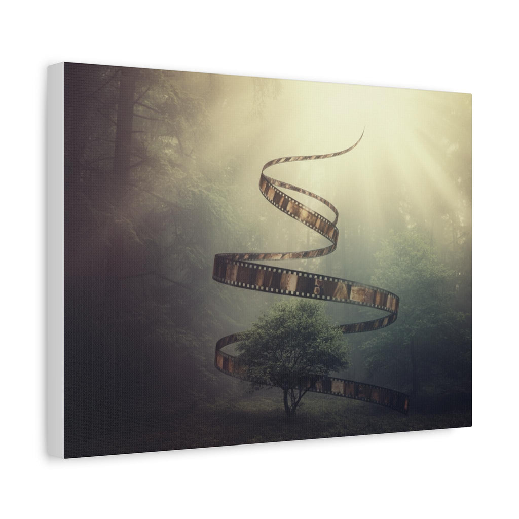 Film Reel Spiral Over Tree Canvas