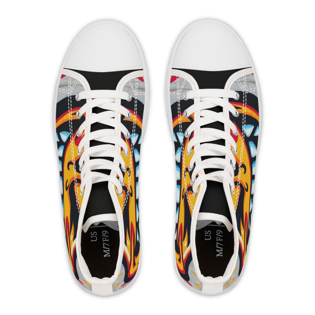 Evil Smile Graffiti Emoji Women's High Top Sneakers | Bold Streetwear Art Print