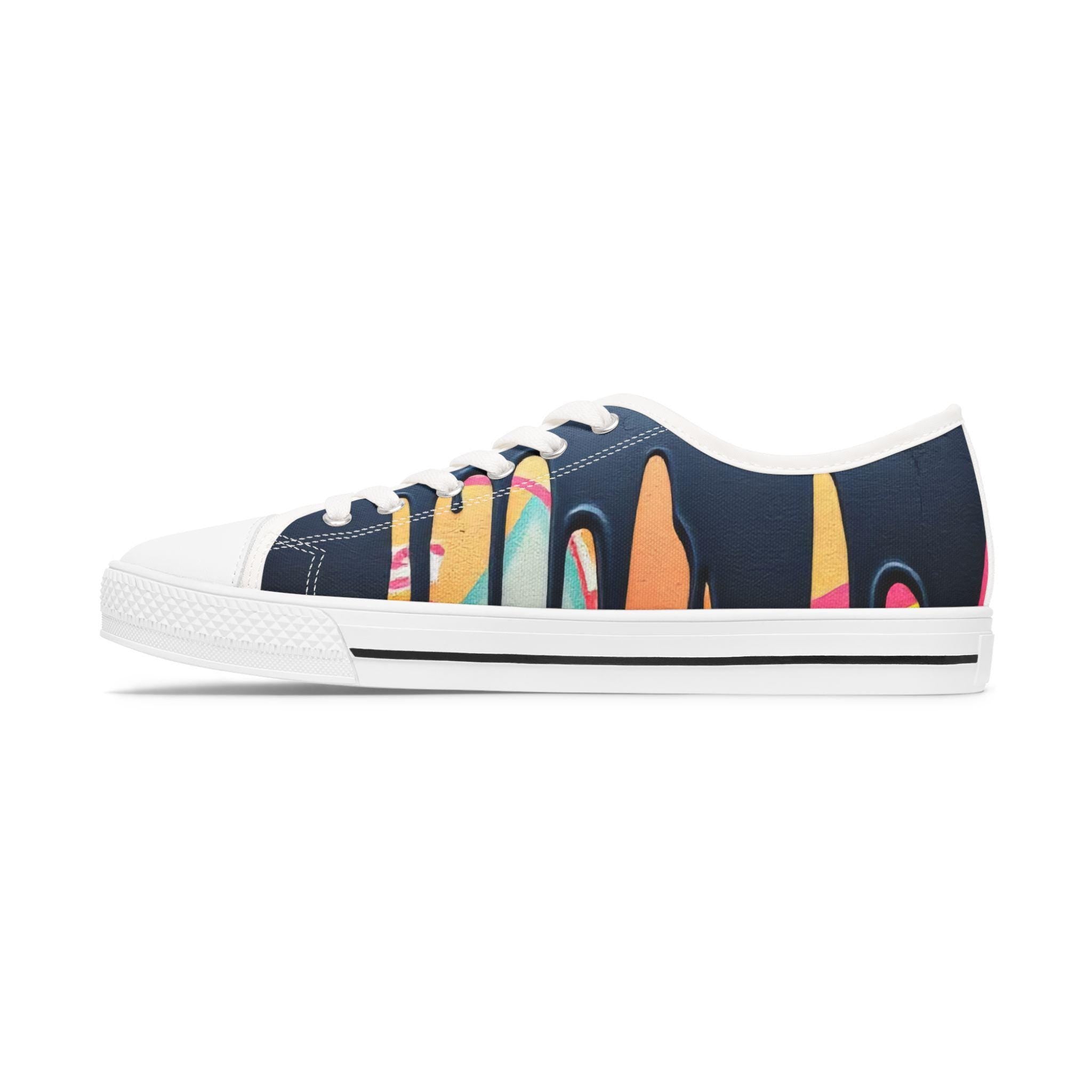 Paint Drip Pattern Women's Low Top Sneakers | Neon Paint Splash Design
