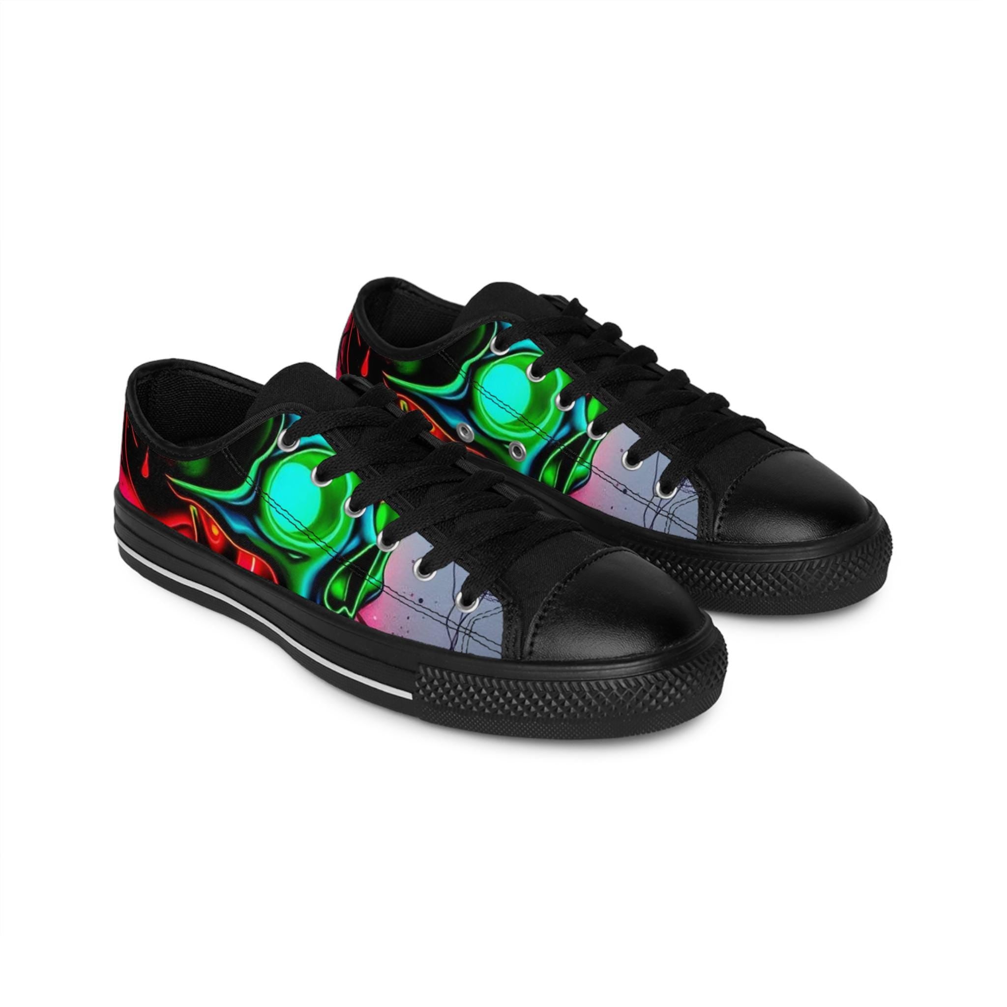 Neon Green Skull Abstract Women's Sneakers | Colorful Electric Pattern
