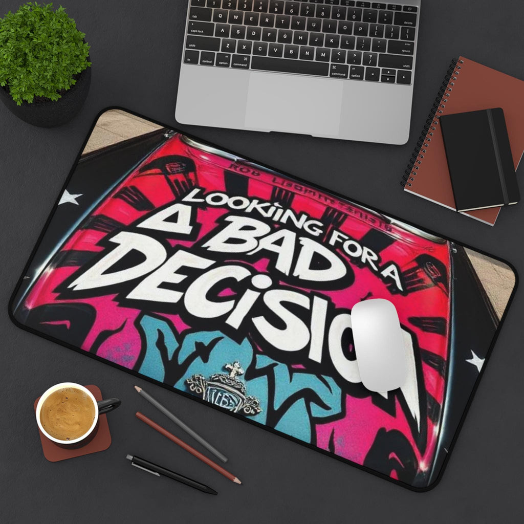 Looking For A Bad Decision Desk Mat | Retro Graffiti Car Hood Design