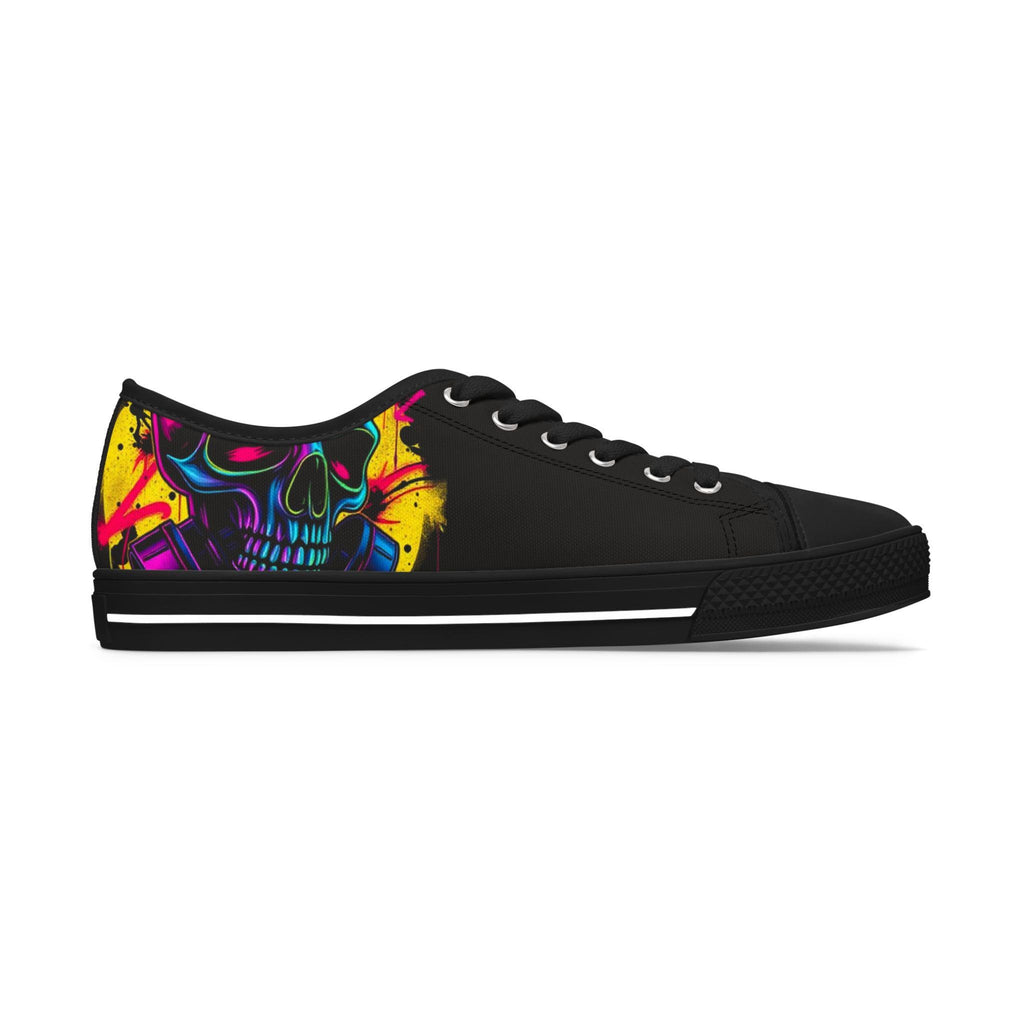 Neon Skull Low Top Sneakers | Women's Colorful Art Print Canvas Shoes