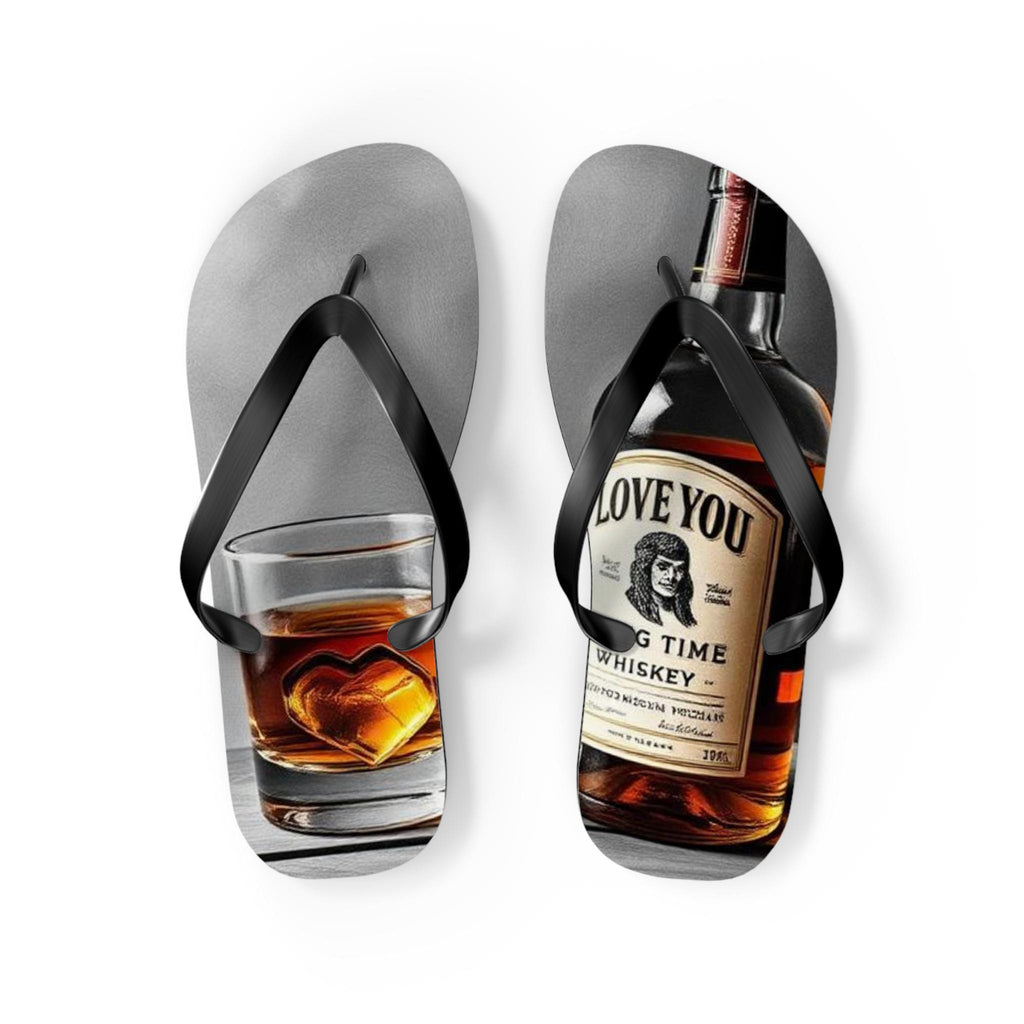 Whiskey Bottle and Heart Ice Flip Flops | Novelty Beach Sandals