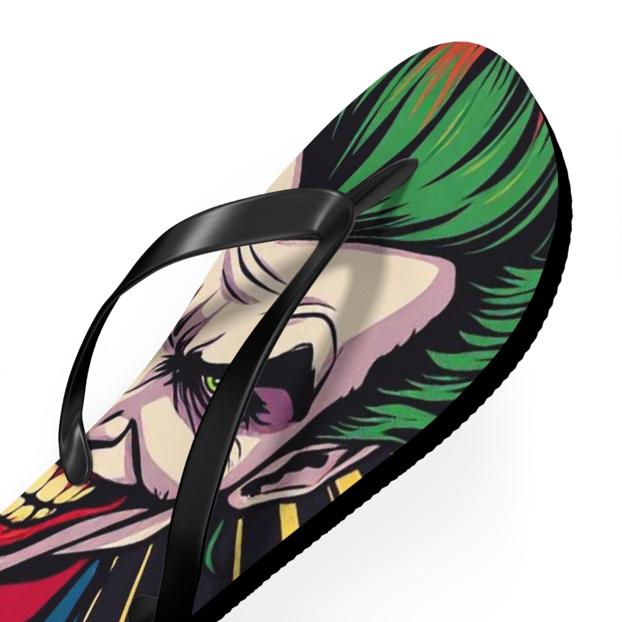 Joker Face Flip Flops | Comic Villain Green Hair