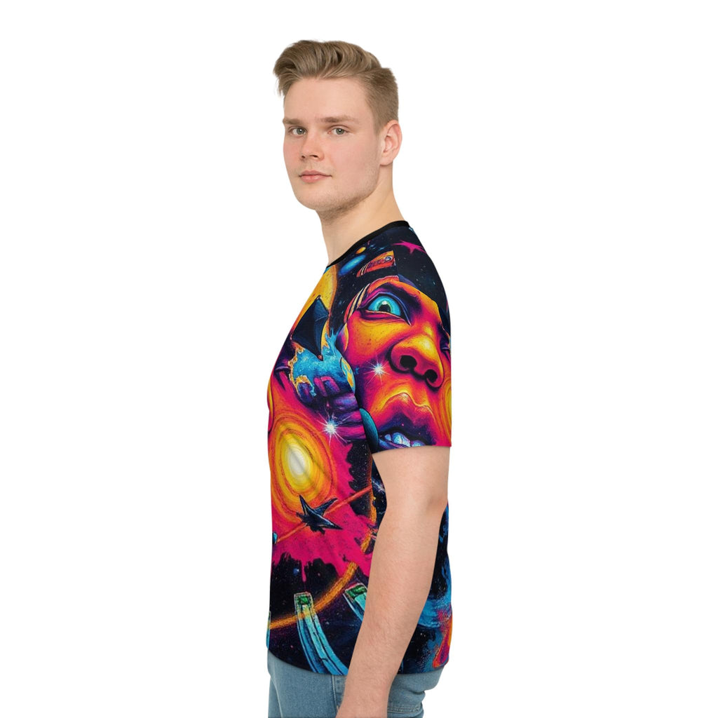Psychedelic Space Face cosmic planets T-Shirt | All-over print