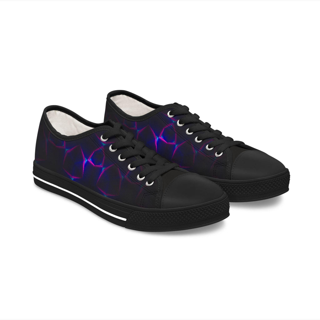 Neon Plasma Pattern Women's Low Top Sneakers | Purple Blue Galaxy Circles
