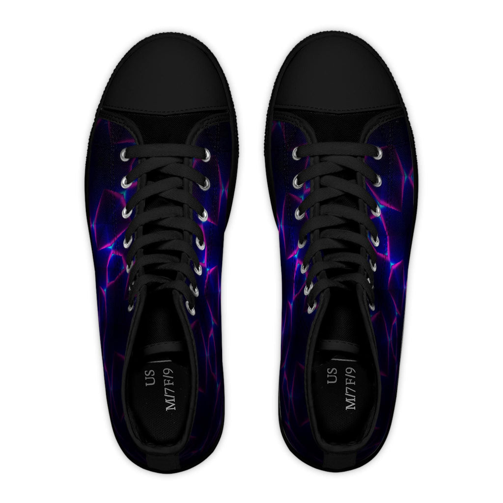 Neon Plasma Pattern Women's High Top Sneakers | Purple Electric Design