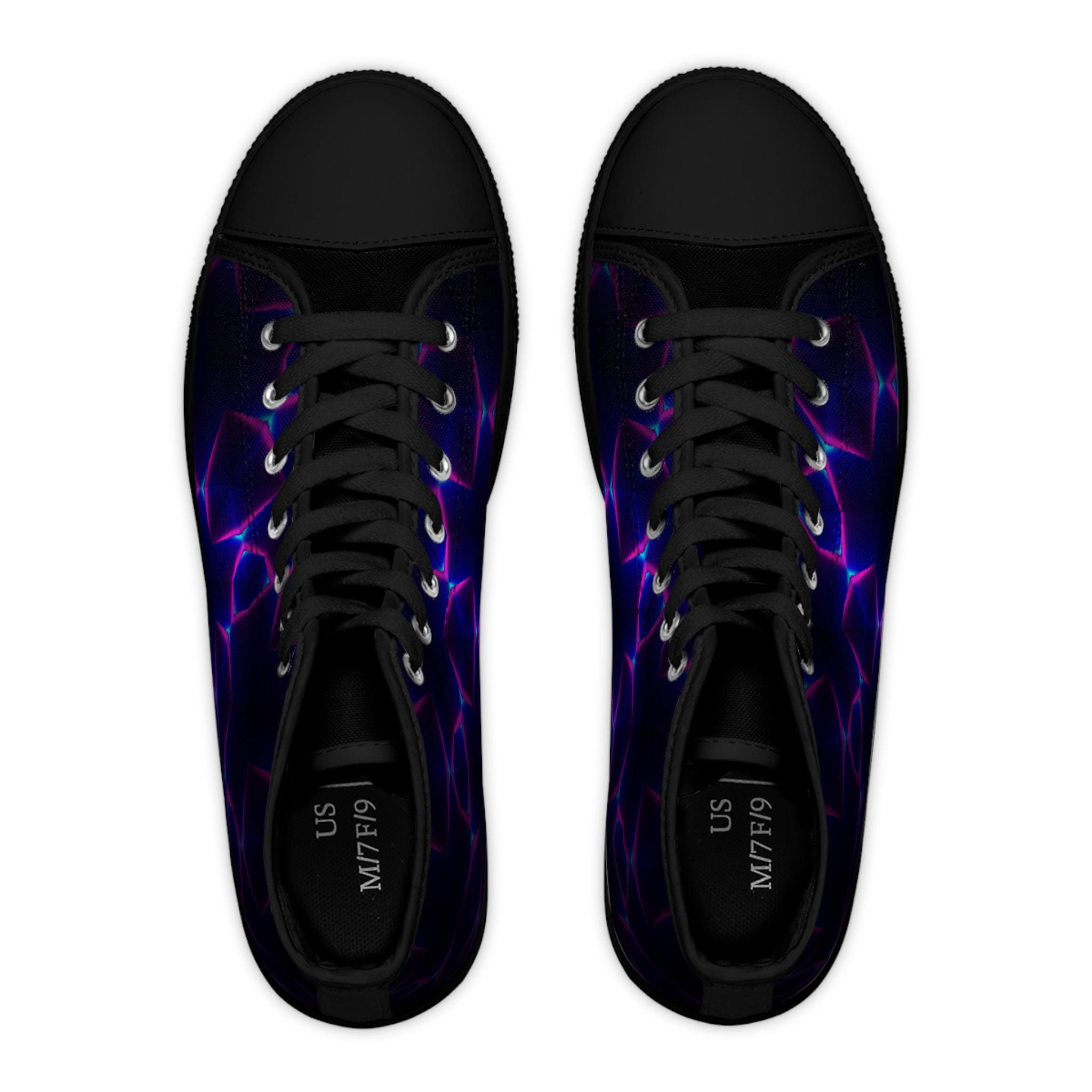 Neon Plasma Pattern Women's High Top Sneakers | Purple Electric Design