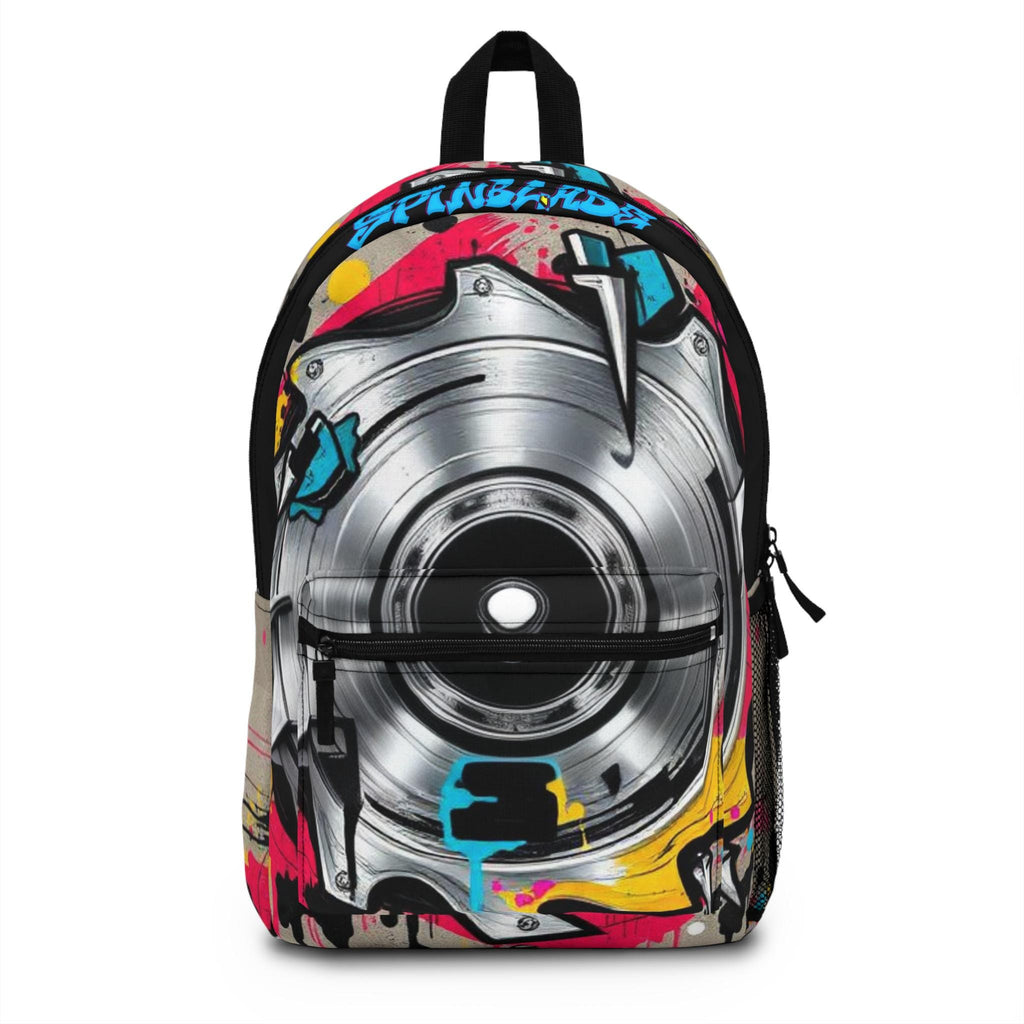 Graffiti Saw Blade Backpack | Retro Turntable Street Art