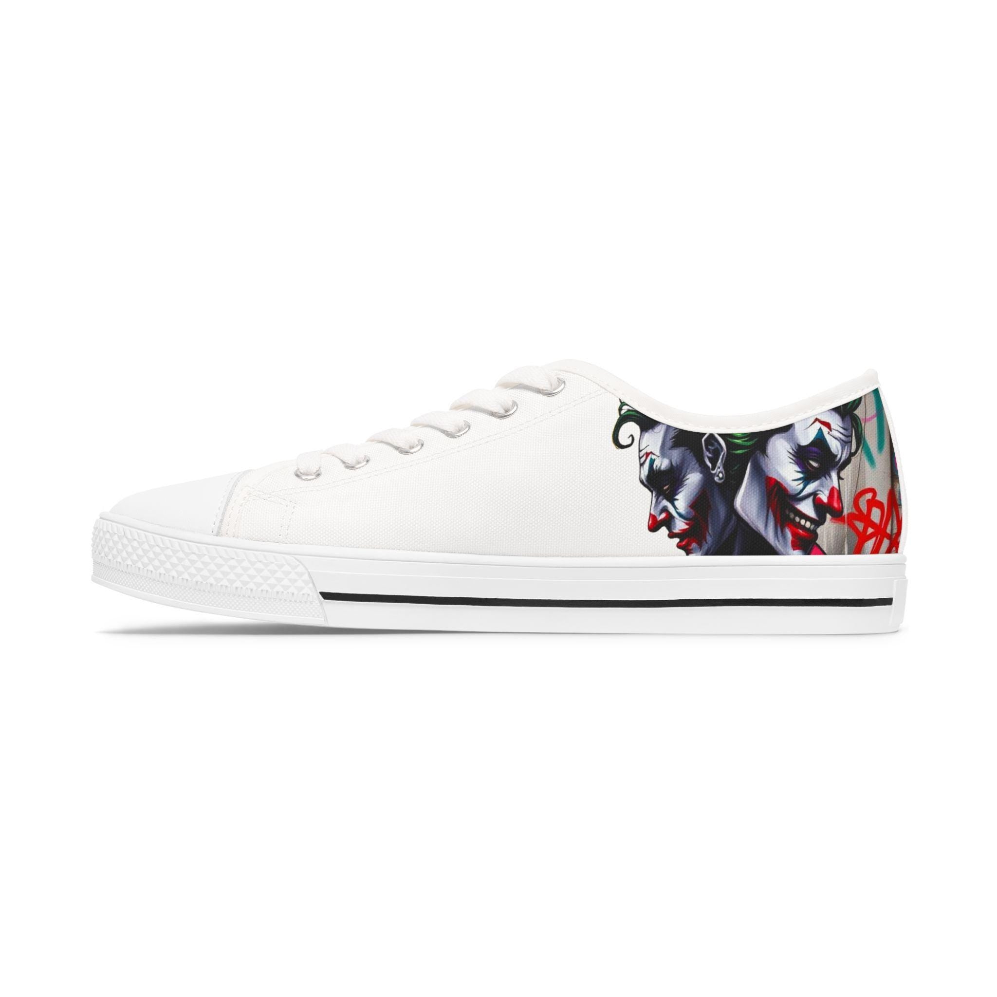 Joker Clown Face Women's Low Top Sneakers | Clown Skull Street Art Shoes