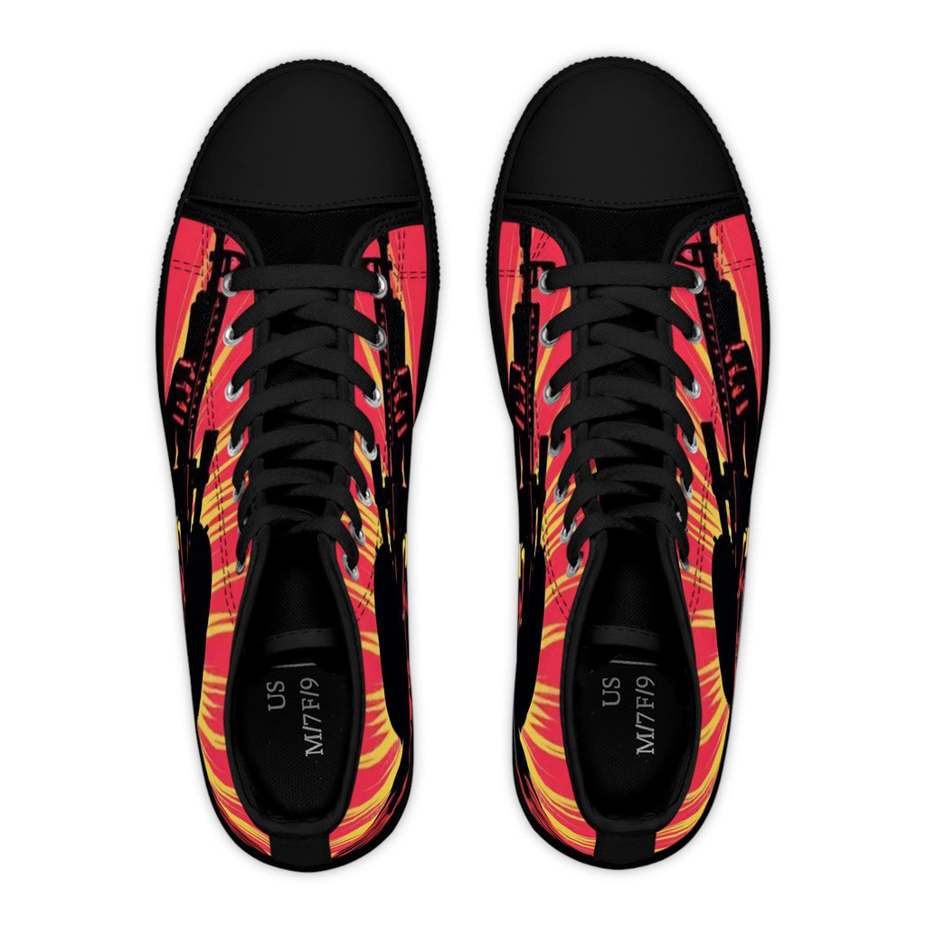 Sunburst Soldier Graphic Women's High Top Sneakers | Music Rocker Shoes