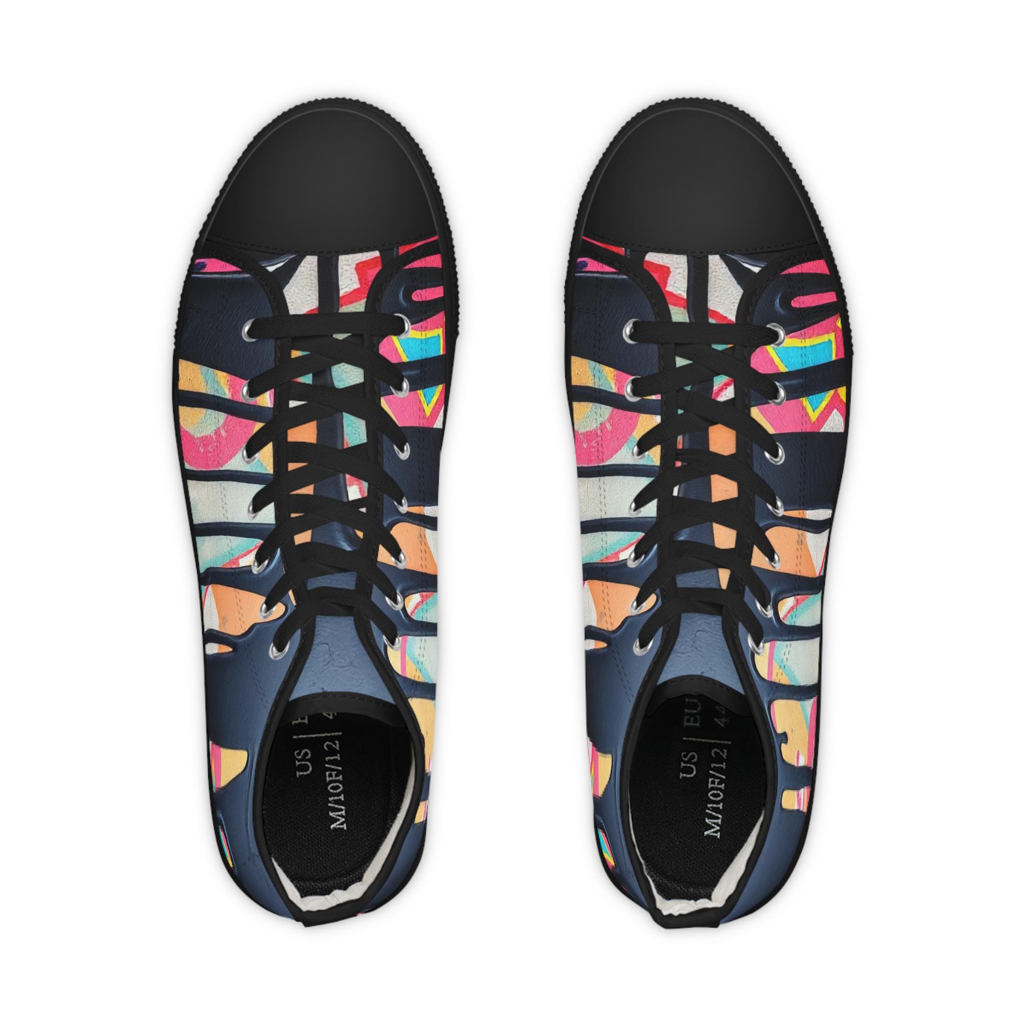 Paint Drip Pattern Men's High Top Sneakers | Navy Pink Canvas Shoes